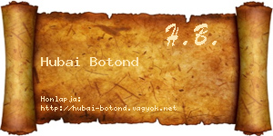Hubai Botond névjegykártya